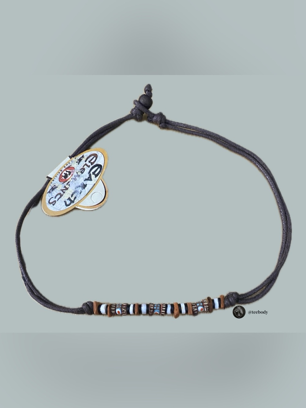 VTG NWT Earth Elements Beaded Cord Choker Necklace NOS Y2K Boho